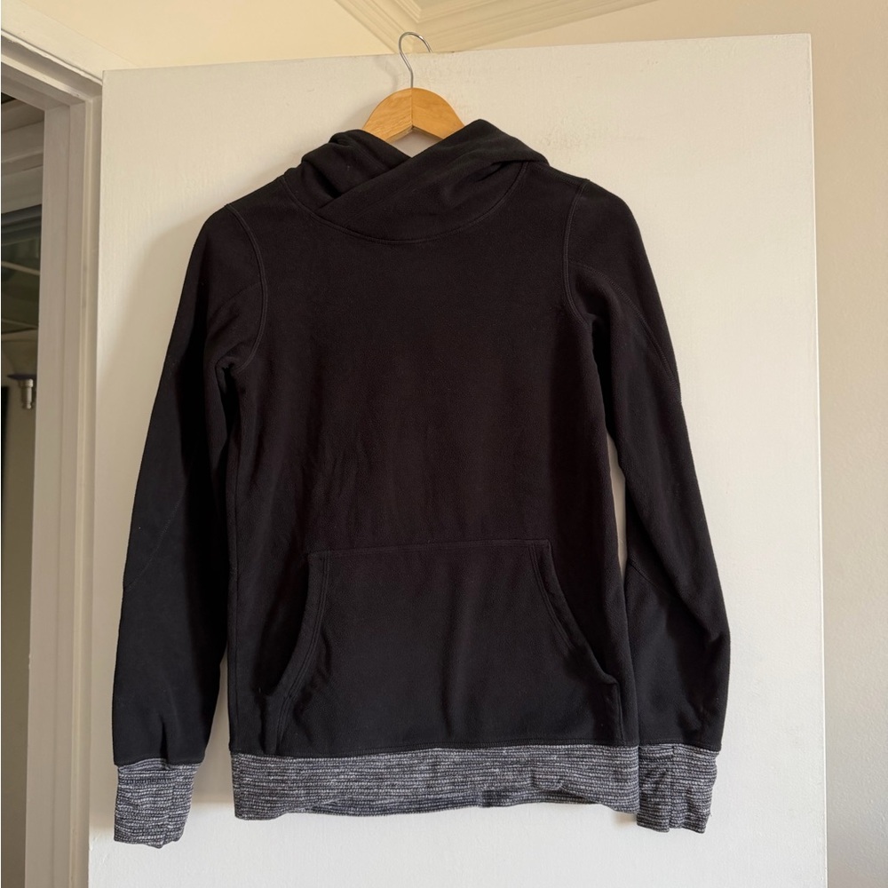 Lululemon Athletica Black/ Coco Pique Runaway Fleece Pullover Hoodie size XS EUC - Picture 9 of 14